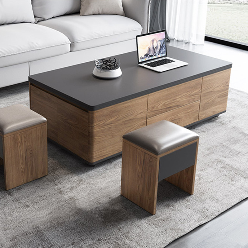 Lift Top Coffee Table Multi Functional Table With 3 Drawers  Walnut/Black   Transitional   Coffee Tables   by Homary International Limited  Houzz