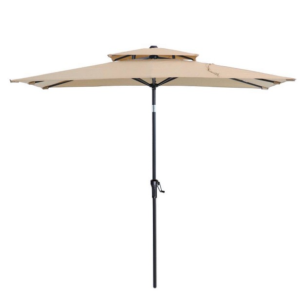 Crestlive Products 6 5 x27 x10 x27 Rectangular Double Top Aluminum Pole Market Umbrella With Crank System amp Push Button Tilt