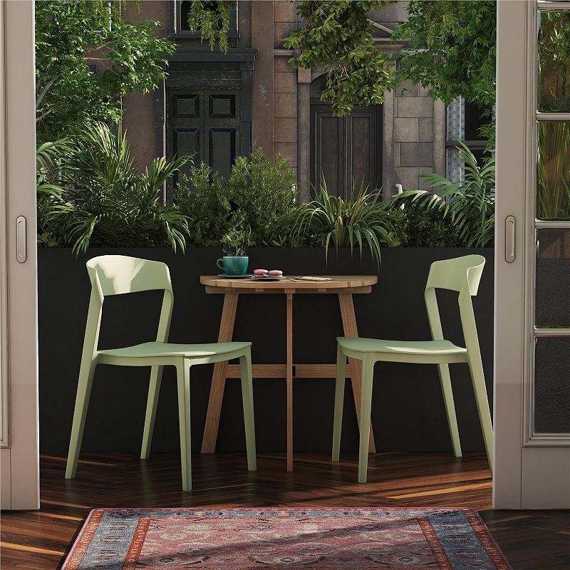 Cosco Indoor / Outdoor Ribbon Back Stacking Resin Dining Chair 2-Piece Set