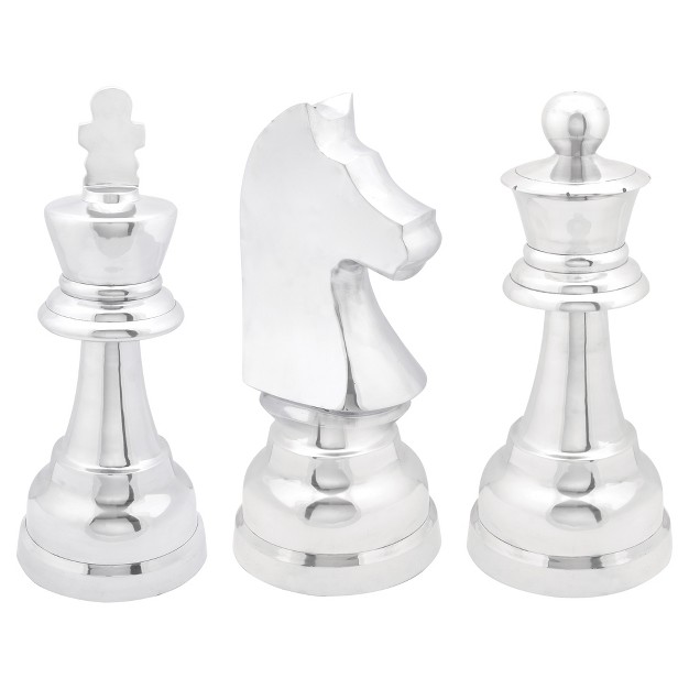 Set Of 3 Traditional Aluminum Sculpture Silver Cosmoliving By Cosmopolitan