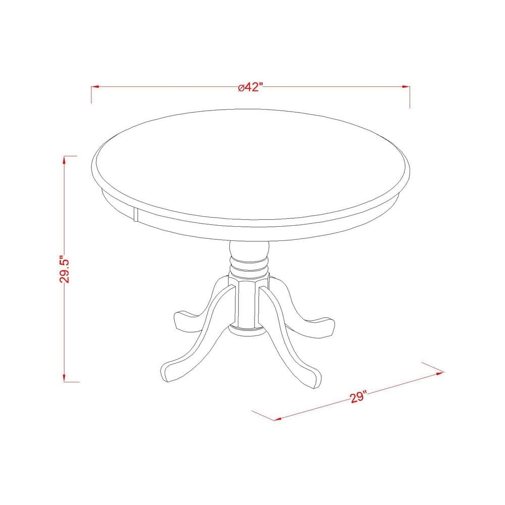 East West Furniture Hartland Dining Table   a Round Table Top with Pedestal Base(Finish Options)