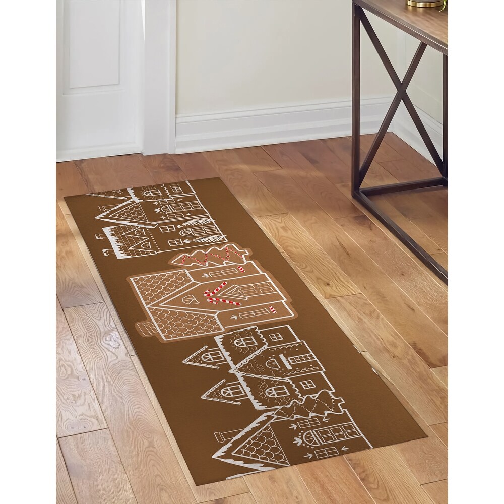 GINGERBREAD VILLAGE CHOCOLATE Doormat By Kavka Designs