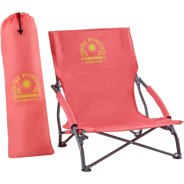 Maui And Sons Comfort Sling Back Bag Beach Camping Picnic Chair Coral