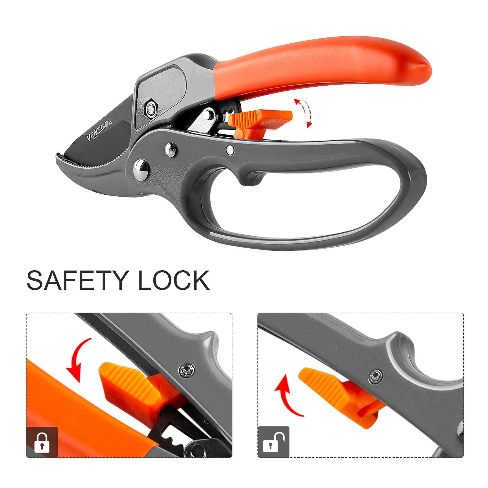 Ventool 8"/200mm Rachet Pruning Shears, Heavy-duty Hand Pruners