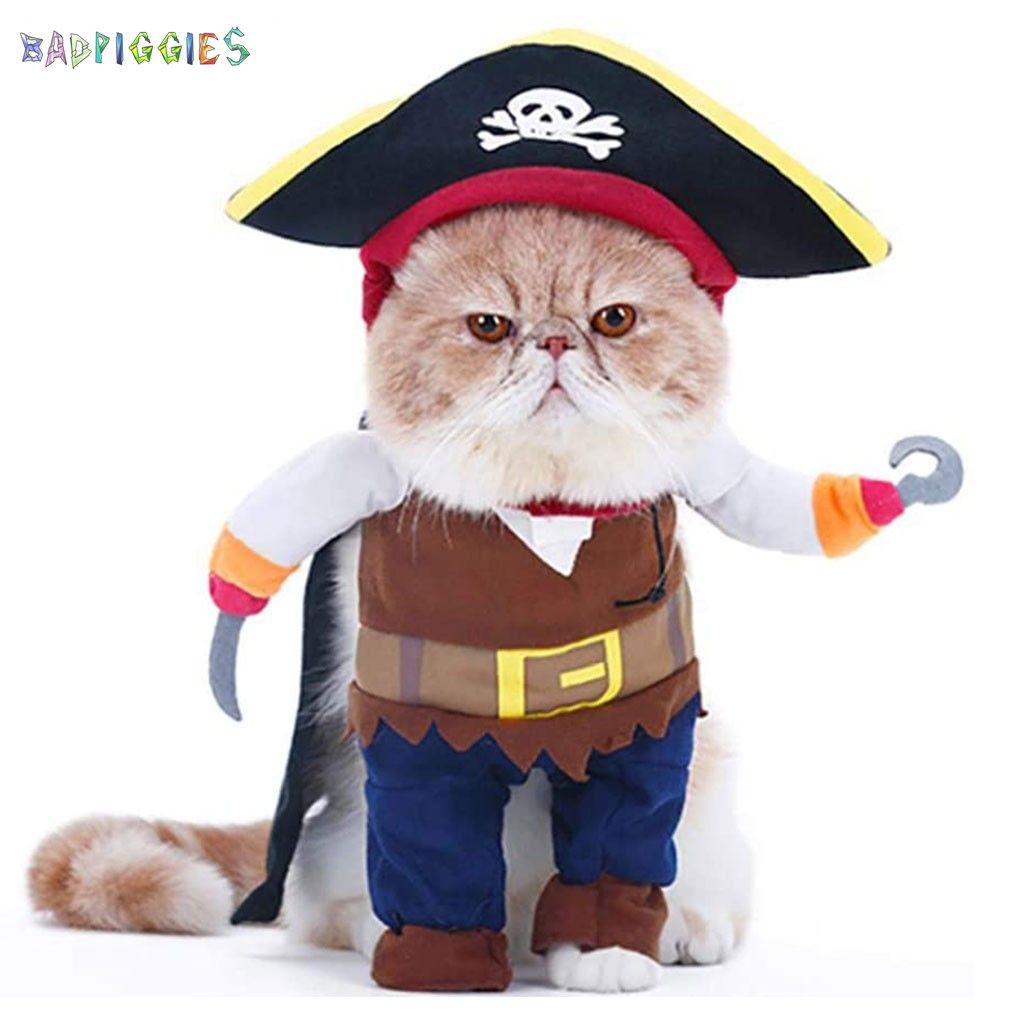 Bad Piggies Cotton Caribbean Pirate Dog and Cat Costume， Multi-color， L