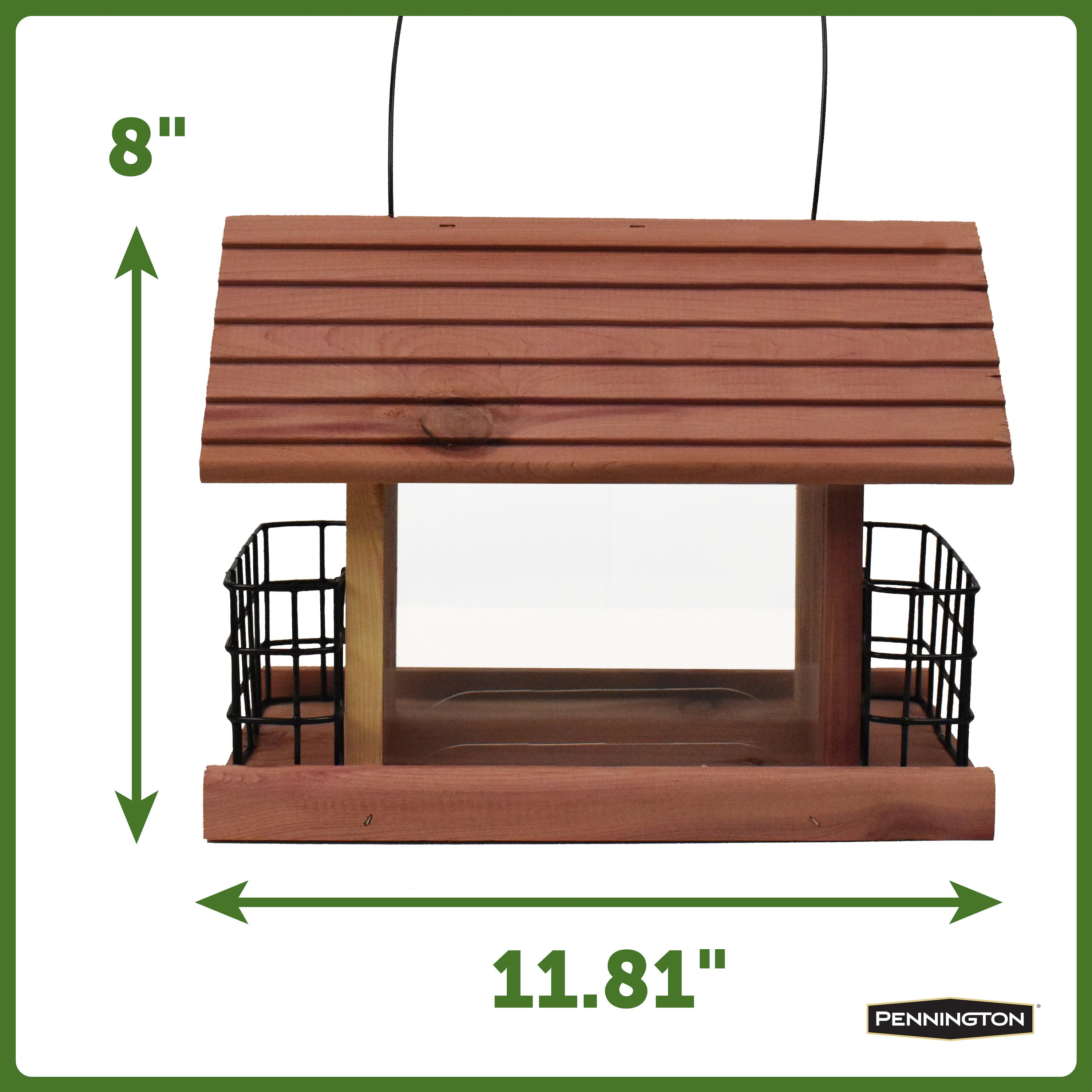 Pennington Red Cedar Snack Shack Wild Bird Feeder， 3.75 lb. Capacity