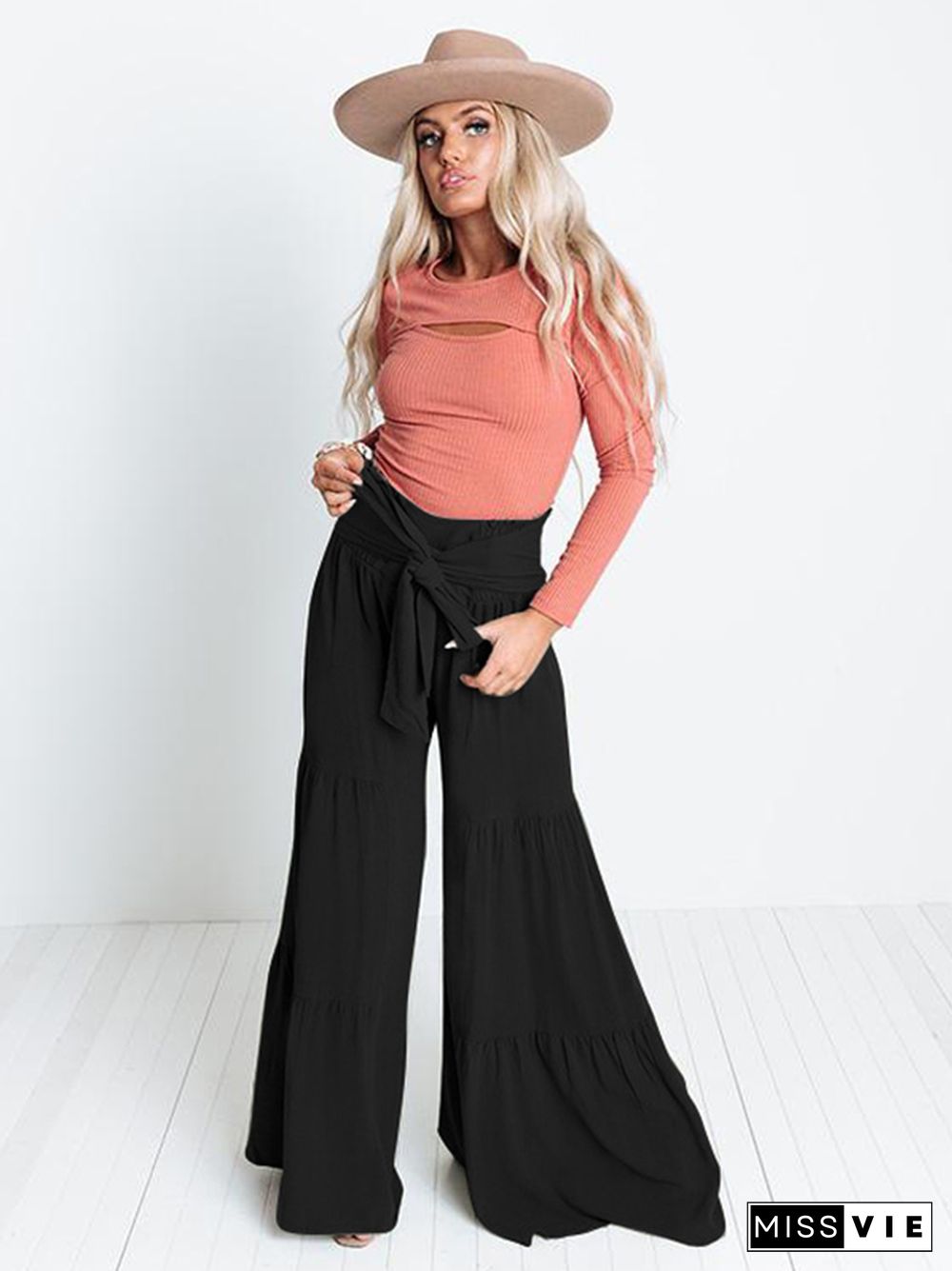 11 Colors Simple High Waisted Solid Color Casual Wide Leg Pants