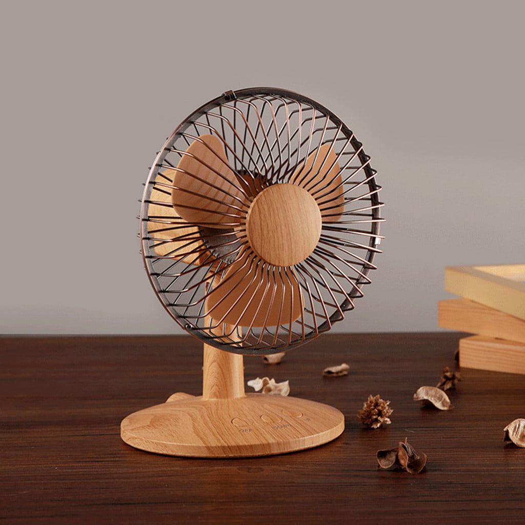 WANYNG Wood Grain Fan Retro Desktop Desktop Head Fan Creative Portable Fan Small Metal Fan Electric 12 Tent Fans for Growing 8