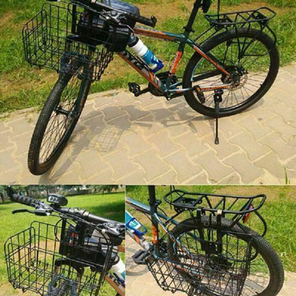 JahyShow Bicycle Bike Basket Detachable Folding Metal Wire Handlebar Storage Carrier For Front Rear