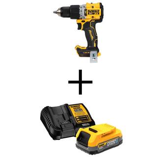 DW 20V Compact Cordless 12 in. Hammer Drill and 20V MAX POWERSTACK Compact Battery Starter Kit DCD805BW034C