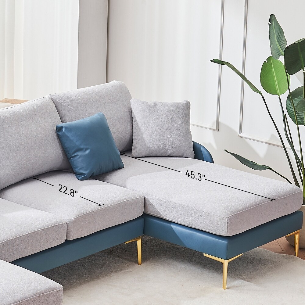 Ouyessir U Shape Sectional Sofa 4 Seat Couch with Double Chaise Lounge