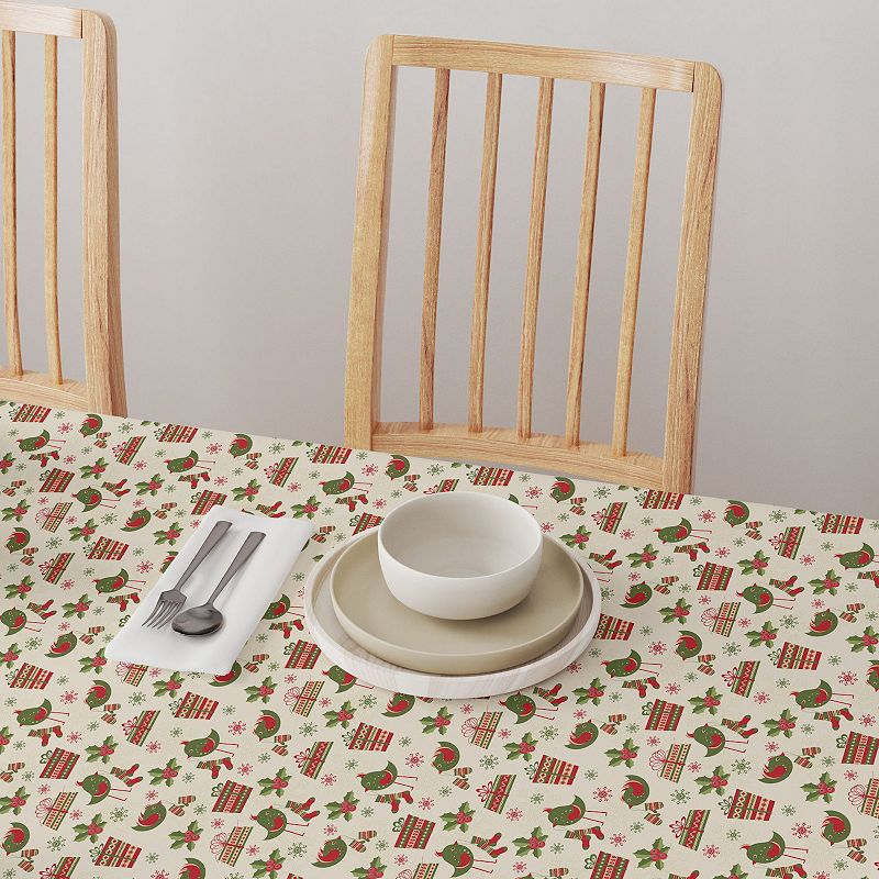 Square Tablecloth， 100% Cotton， 52x52， Christmas Celebration