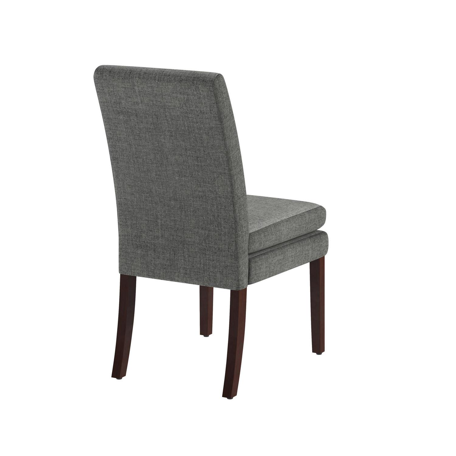 DHP Clark Upholstered Dining Chair Gray Linen with Dark Base Set of 2  Crowdfused