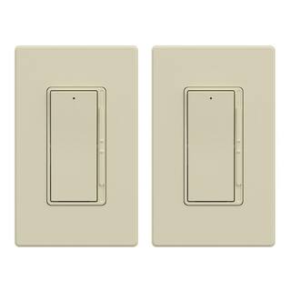 ELEGRP Slide 300-Watt Single Pole 3-Way Dimmer Rocker Paddle Wall Plate Included Light Almond (2-Pack) DM19-LA2