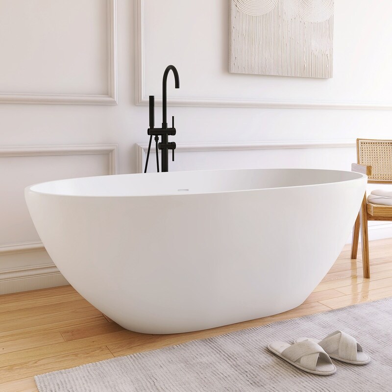 Alvana 61'' x 29.5'' Freestanding Soaking Solid Surface Bathtub