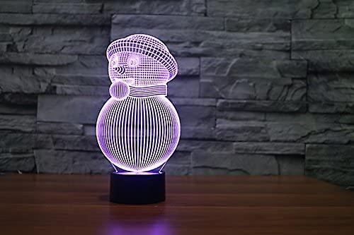 3d Christmas Snowman Night Light Touch Table Desk Optical Illusion Lamps 7 Color Changing Lights Home Xmas Birthday Gift