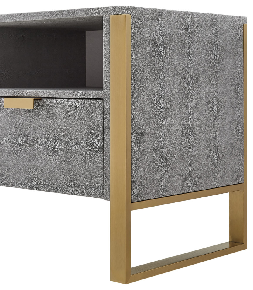 Nicole Miller Chayton TV Stand  Faux Shagreen 55Lx16Wx20.7H   Contemporary   Entertainment Centers And Tv Stands   by Inspired Home  Houzz