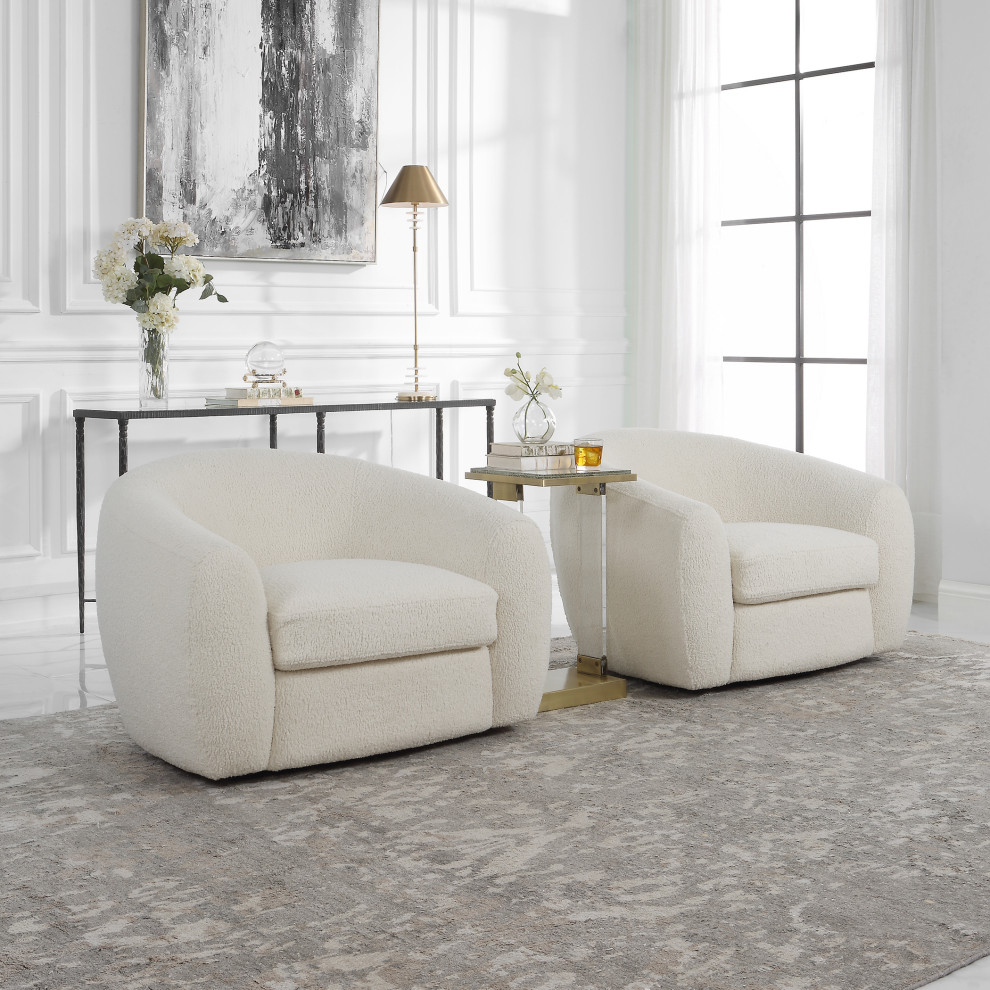 Uttermost Capra Art Deco White Swivel Chair   Transitional   Armchairs And Accent Chairs   by Uttermost  Houzz