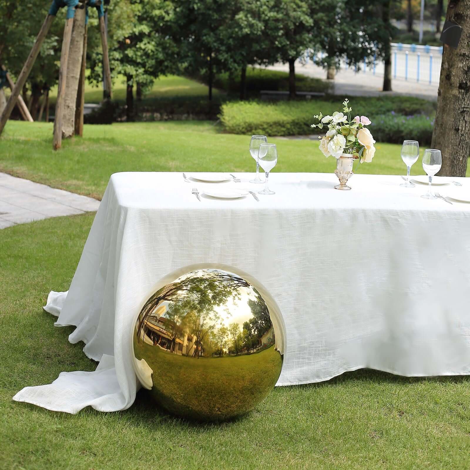 Gold Stainless Steel Gazing Globe Mirror Ball, Reflective Shiny Hollow Garden Sphere - 20