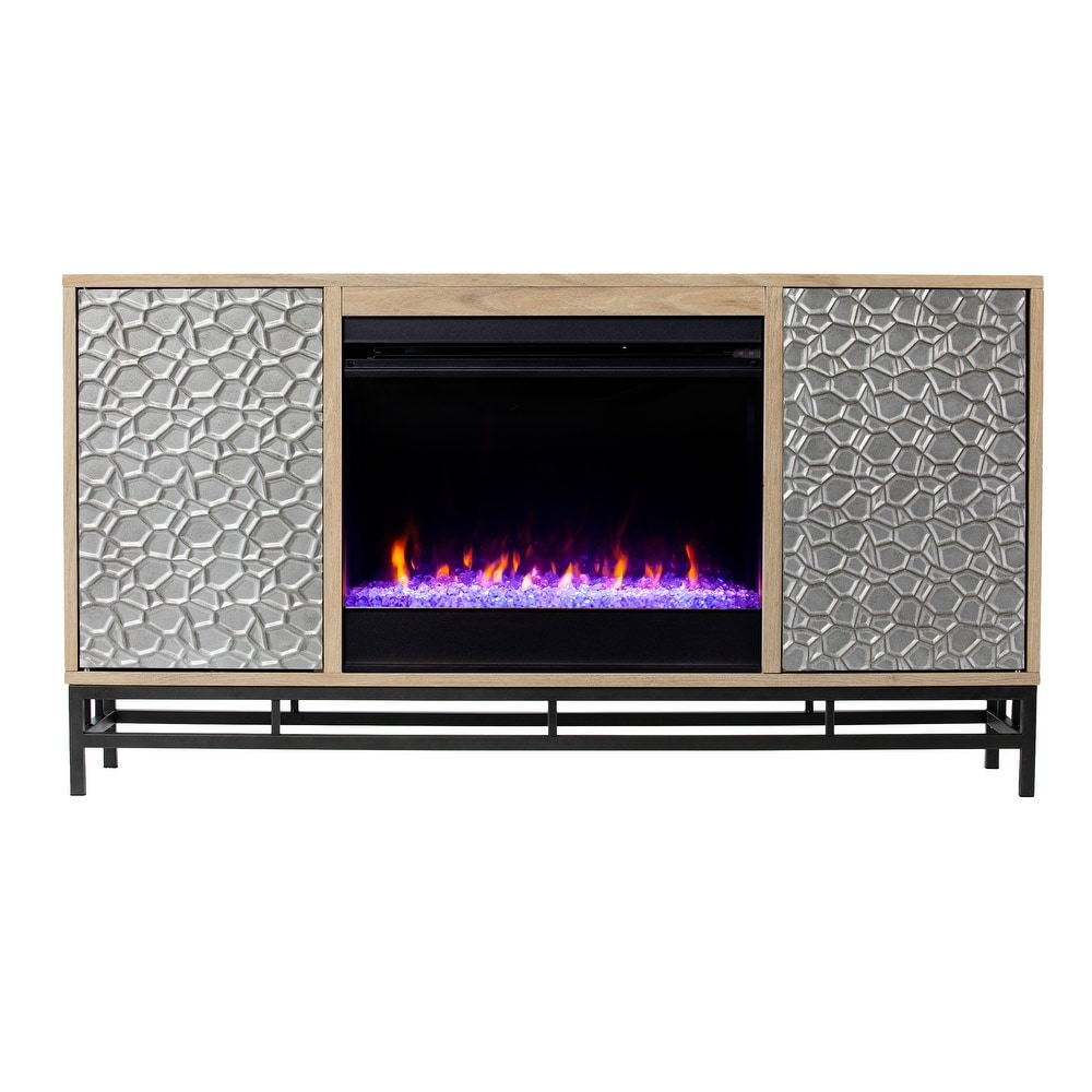 SEI Furniture Ausborne Electric Fireplace w/ Media Storage   Natural