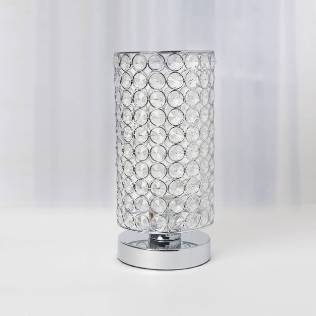 Elipse Crystal Bedside Nightstand Cylindrical Uplight Table Lamp Chrome Elegant Designs