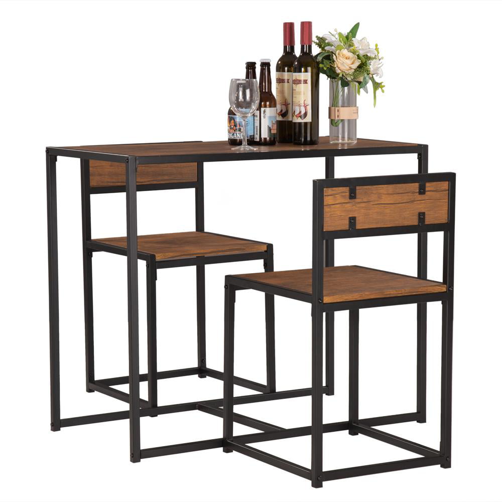 Ktaxon  Industrial 3-Piece Dining Table and 2 Chair Set for Small Space in The Dining Room or Kitchen