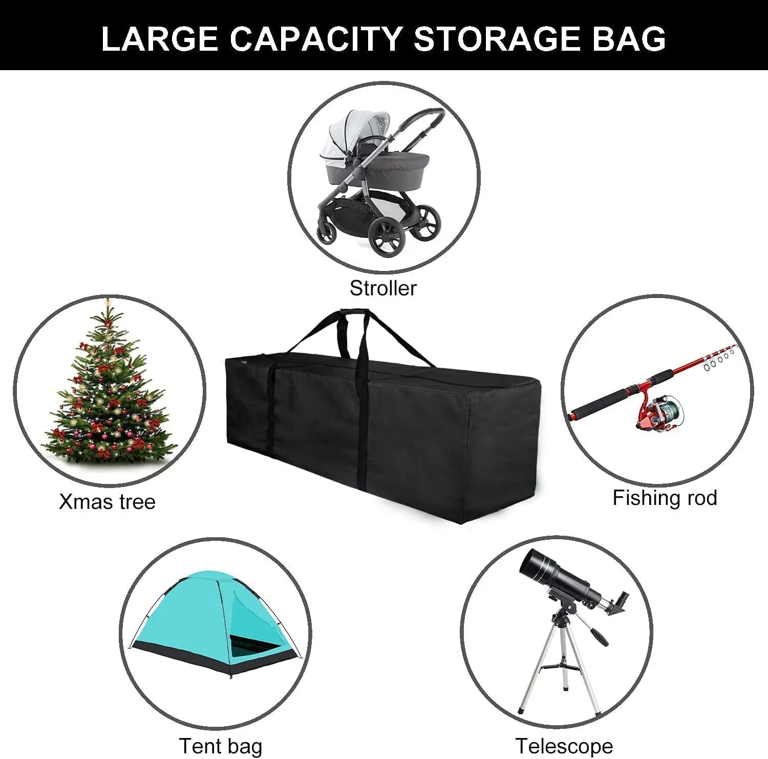 custom polyester oxford fabric foldable storage bag stent pole carrying bag for tent camping peg carry