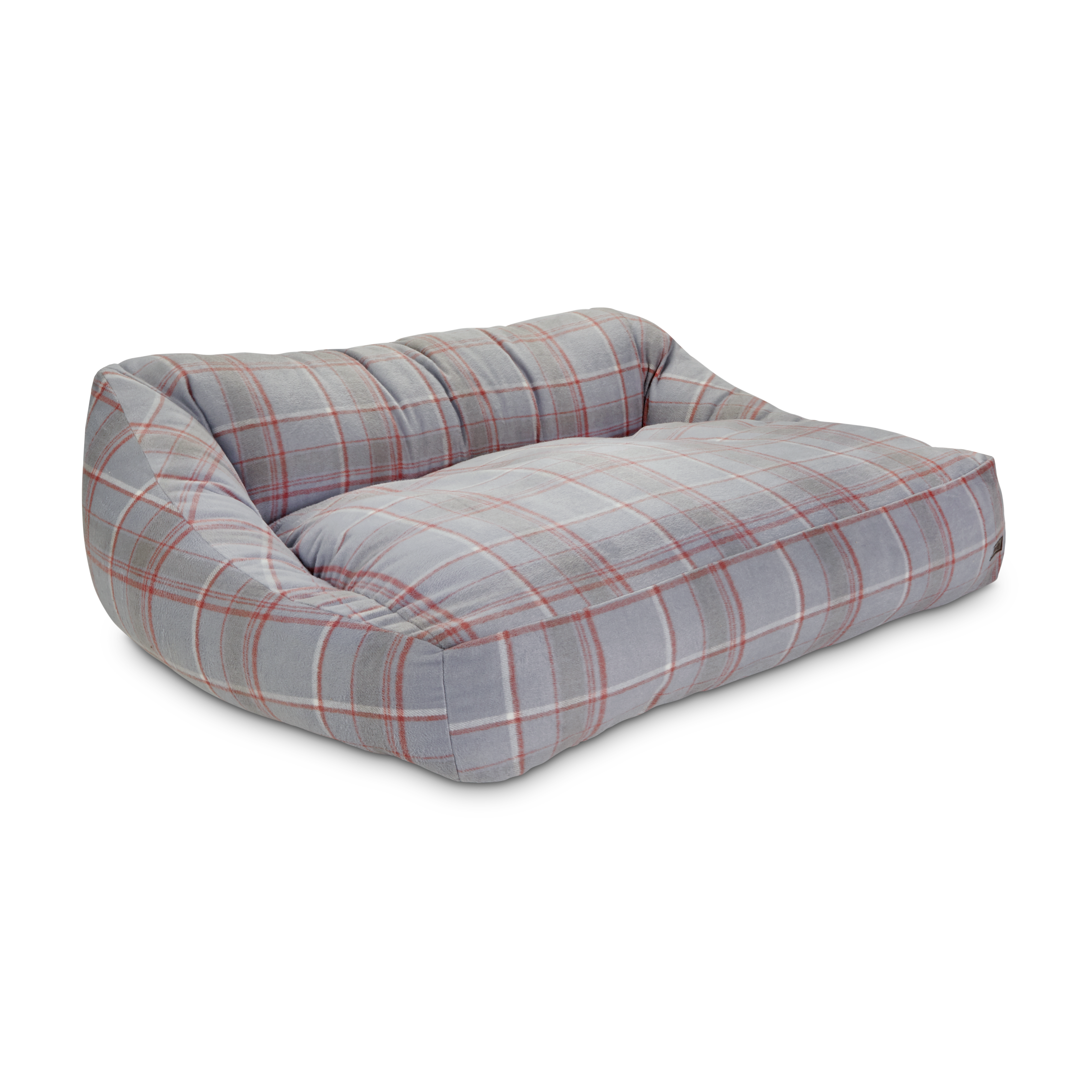 Reddy Grey Plaid Flannel Lounger Dog Bed， 20