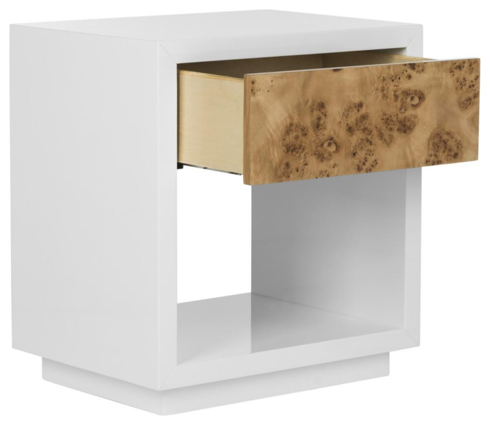 Dakota Lacquer Side Table White   Contemporary   Side Tables And End Tables   by Peachtree Fine Furniture  Houzz