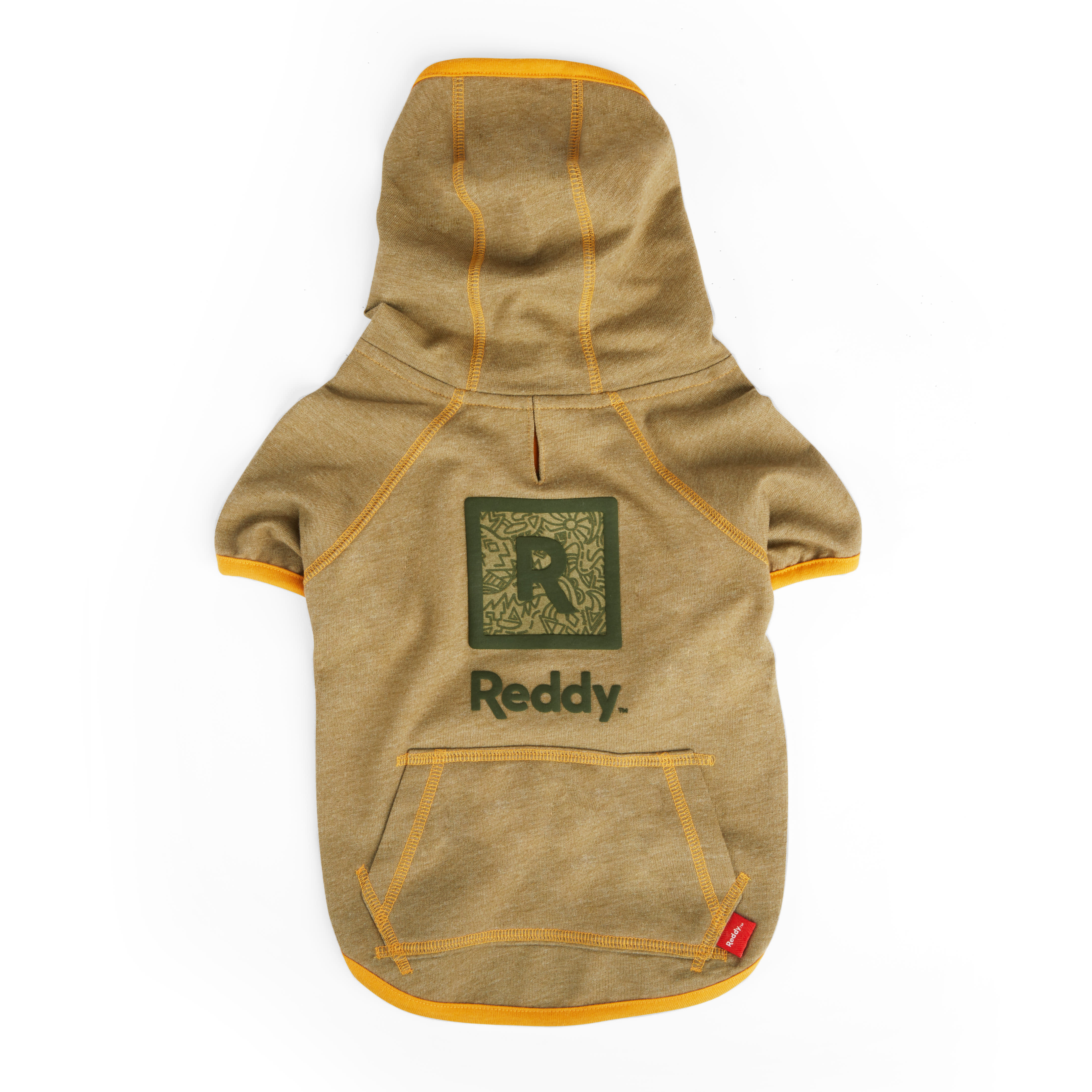 Reddy Brown and Yellow Zip Dog Hoodie， 3X-Large