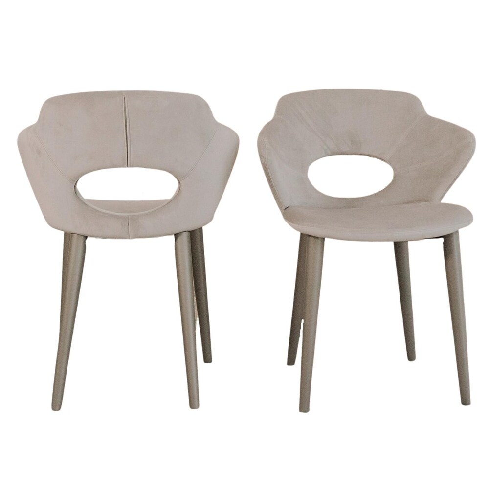 Casabianca Home Marilyn Set of 2 Dining Chair in Gray Velvet Fabric