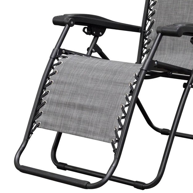 Caravan Canopy Infinity Zero Gravity Steel Frame Patio Deck Chair Grey pair