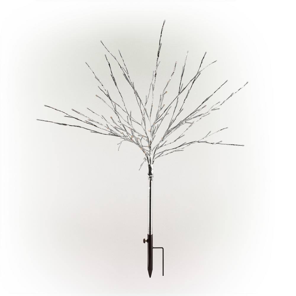 39 in. Tall Silver Metallic Foil Tree Stake with Warm White LED Lights CRD128WW