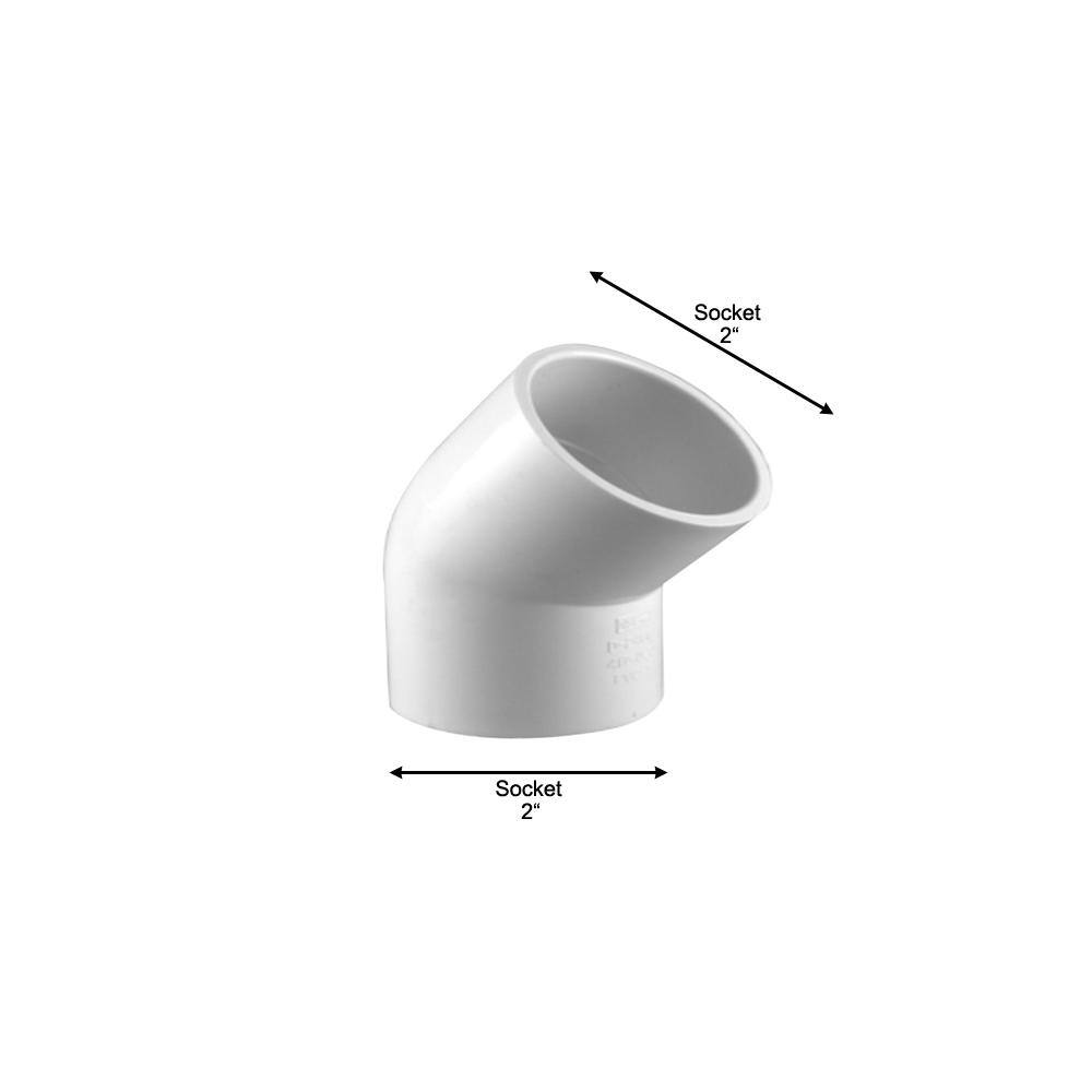 Charlotte Pipe 2 in. x 2 in. 45 Degree PVC Socket x Socket Elbow Fitting PVC023091600HD