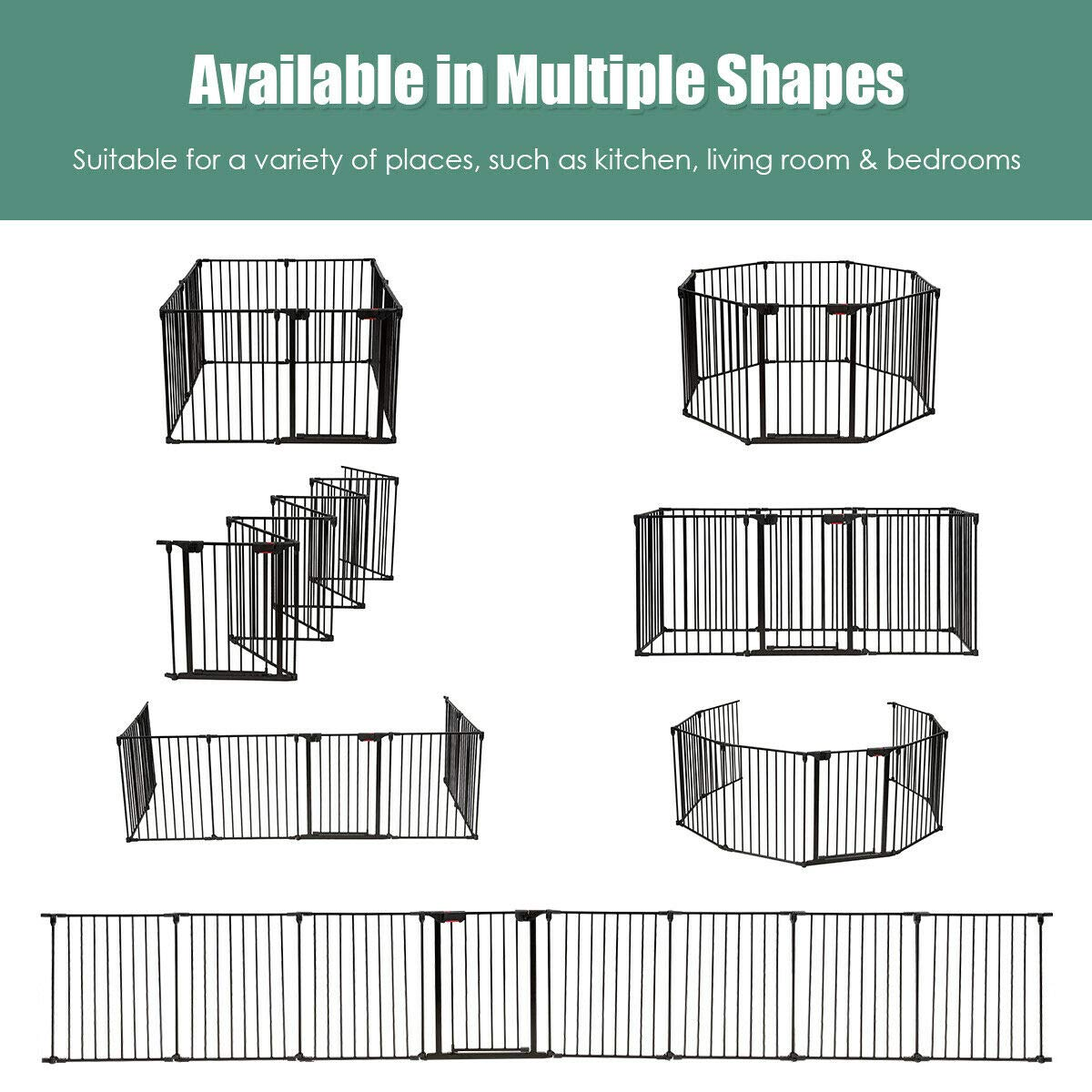 Costzon Baby Safety Gate, 8-Panel Fireplace Fence Gate