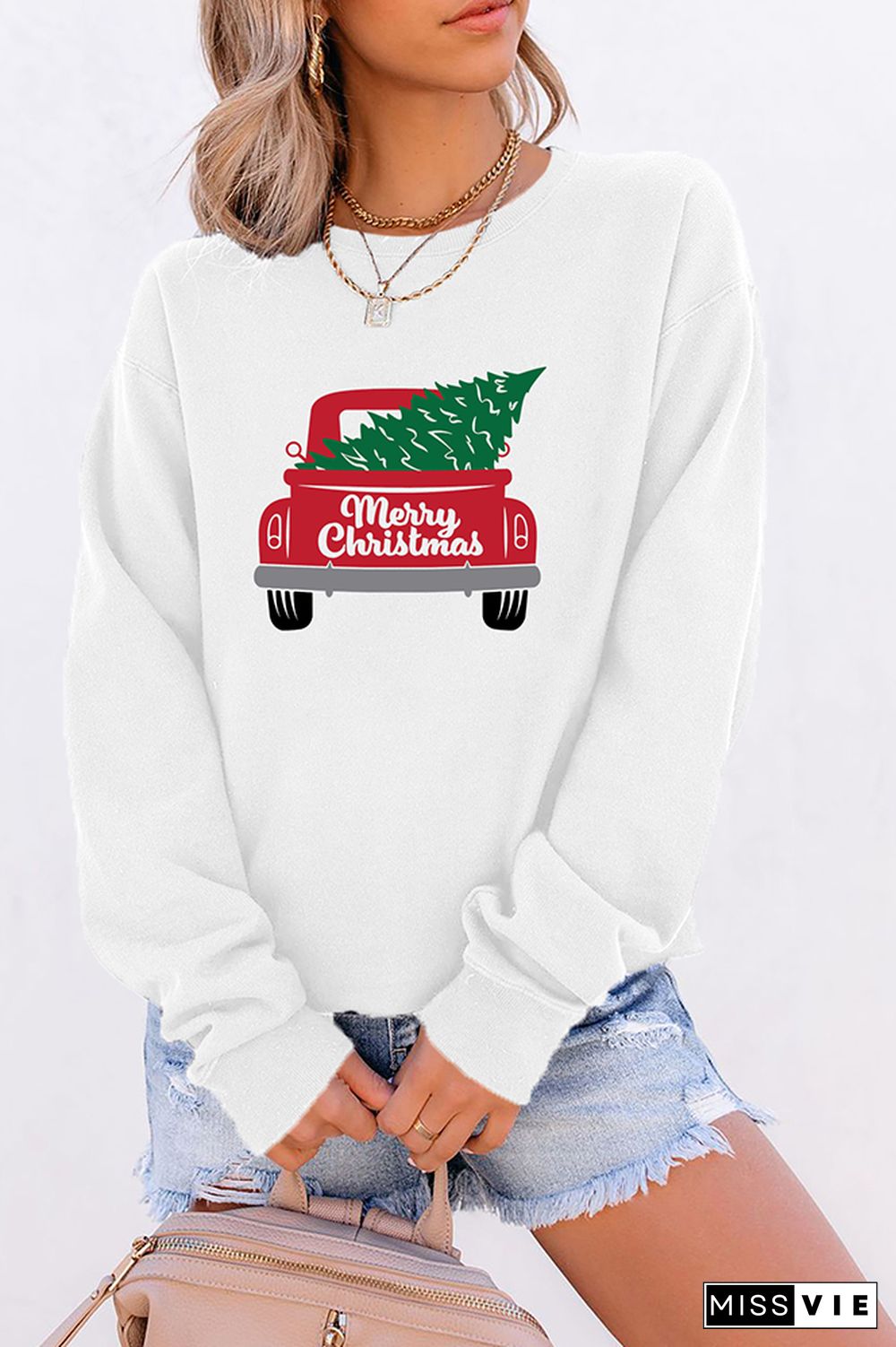 Red Truck Farmhouse Christmas Tree Sweatshirt Wholesale