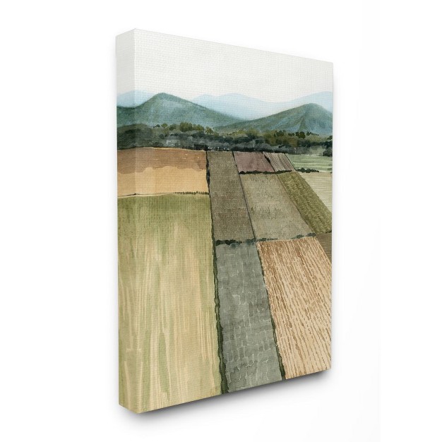 Stupell Industries Soft Green Farm Land And Mountain Landscape Gallery Wrapped Canvas Wall Art 24 X 30