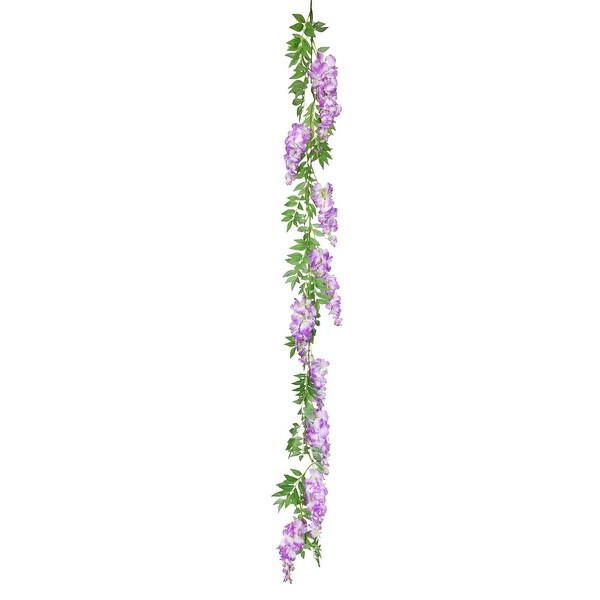 Set of 2 Lavender Artificial Wisteria Flower Garland Hanging Vine 6ft