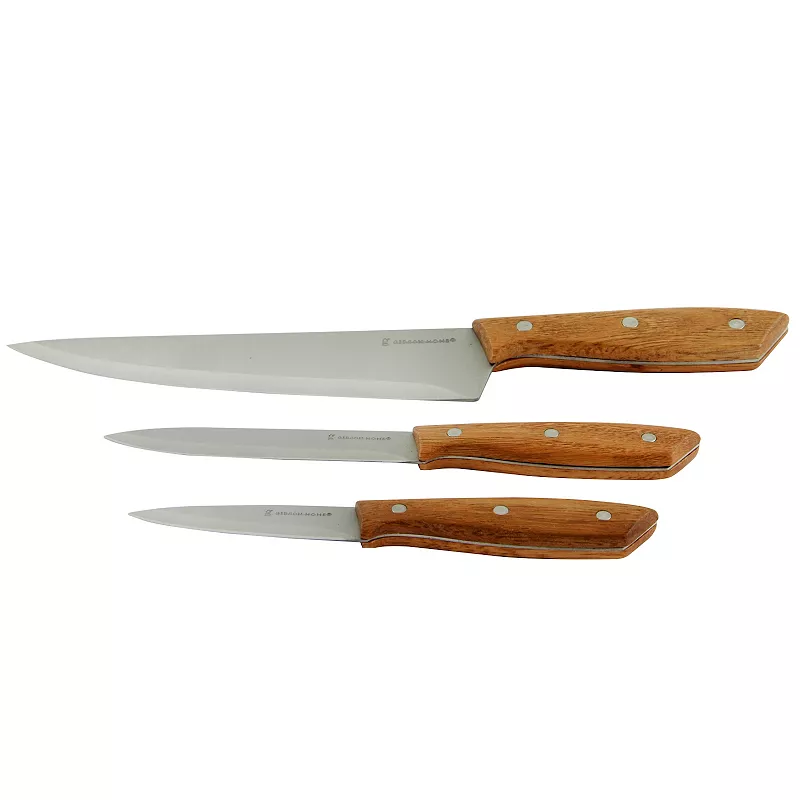 Gibson Everyday Seward 3 Piece Stainless Steel Cutlery Set with Wood Handles