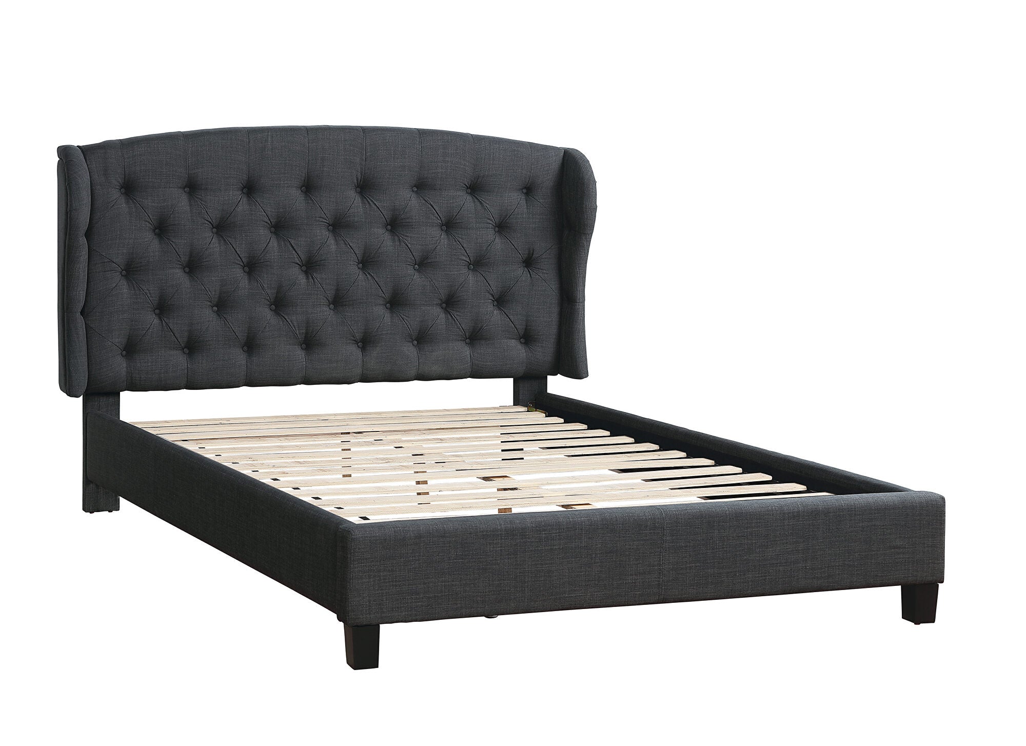 Charcoal fabric upholstery bed-F9440