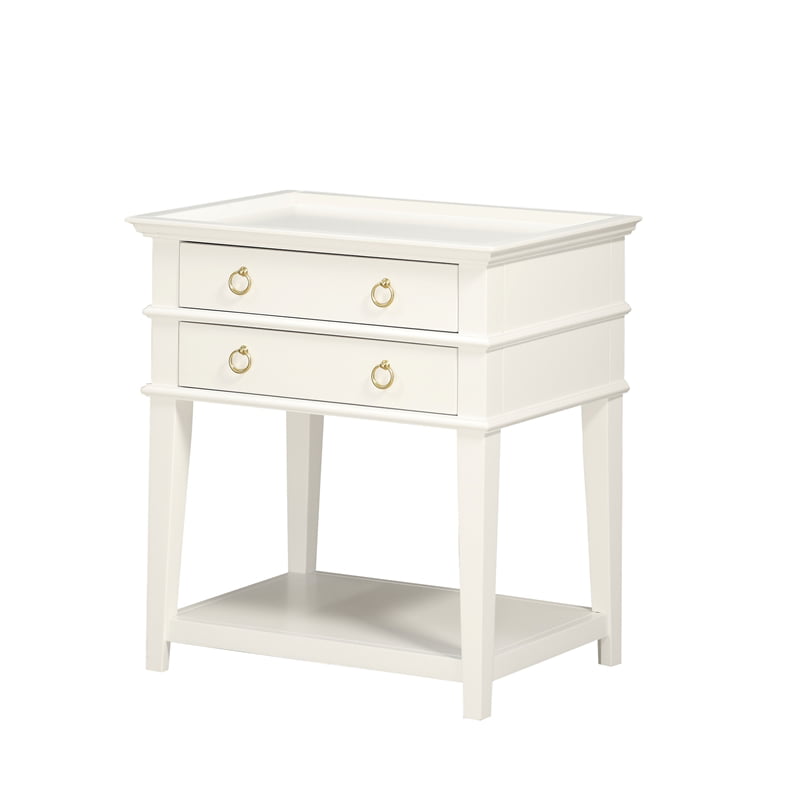 Comfort Pointe Clara 2-Drawer Tray Top Wood Nightstand in White