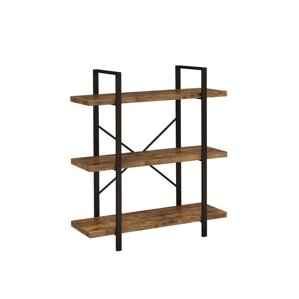 Coaster Furniture Cole Antique Nutmeg and Black 3 Shelf Bookcase