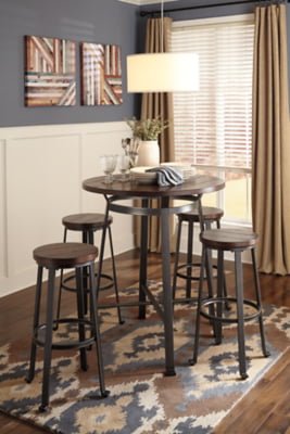 Signature Design by Ashley 29 Challiman Industrial Bar Height Barstool， Set of 2， Brown