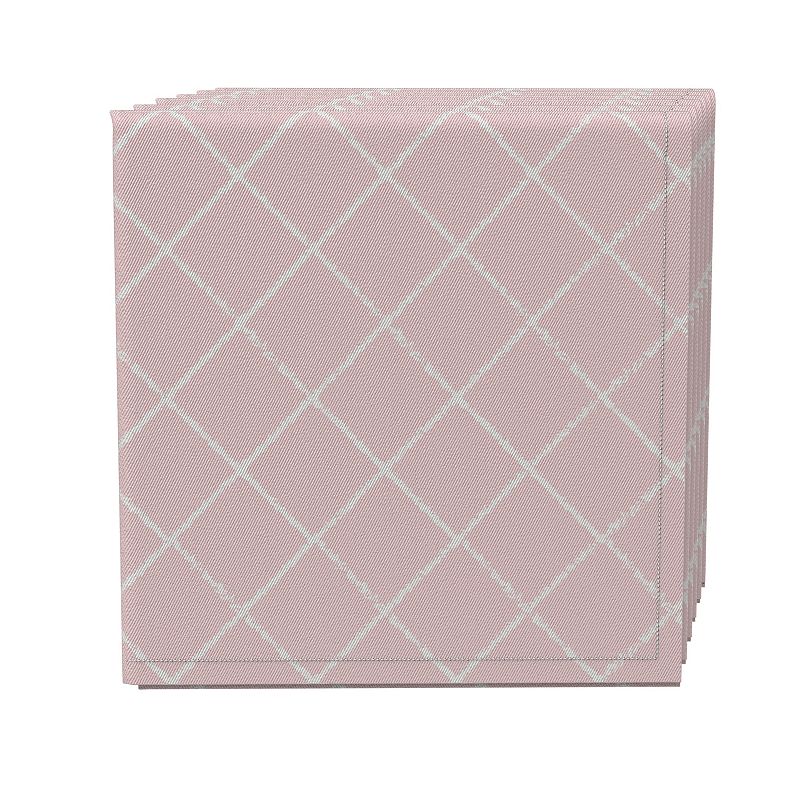 Napkin Set of 4， 100% Cotton， 20x20， Diagonal Check Pink