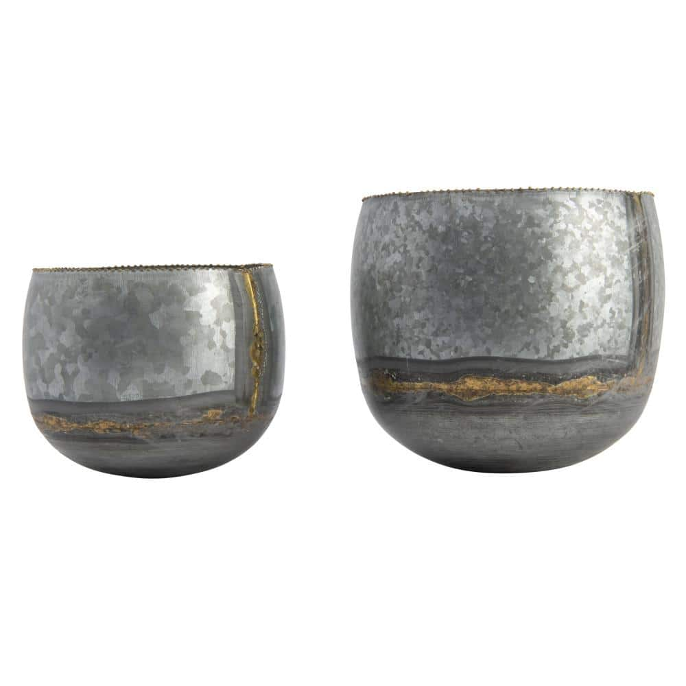 Storied Home Metal Wall Planter in Silver and Gold (Set Of 2) DA8638