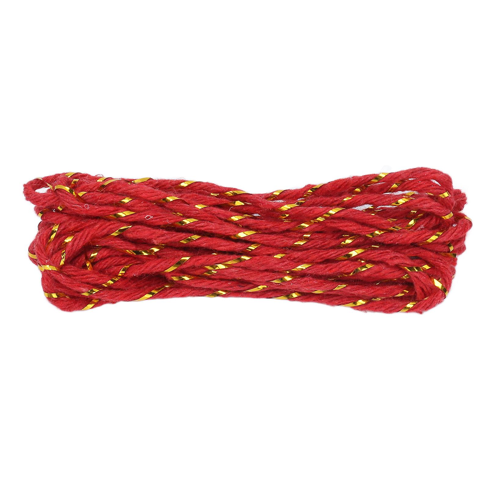 2m Christmas Gift String Cotton Gift Wrapping Twine Reusable Gift Box Rope For Birthday Weddingred Gold