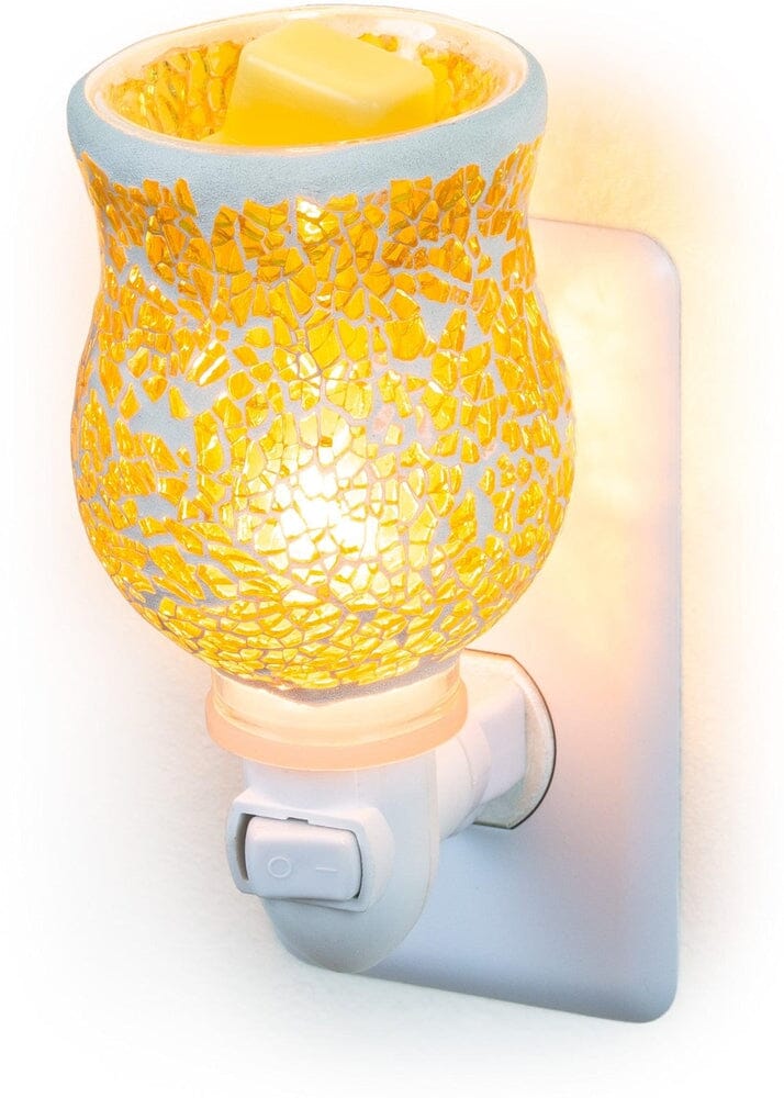 Mosaic Glass Plug-In Fragrance Wax Melt Warmer (Crackled Amber)