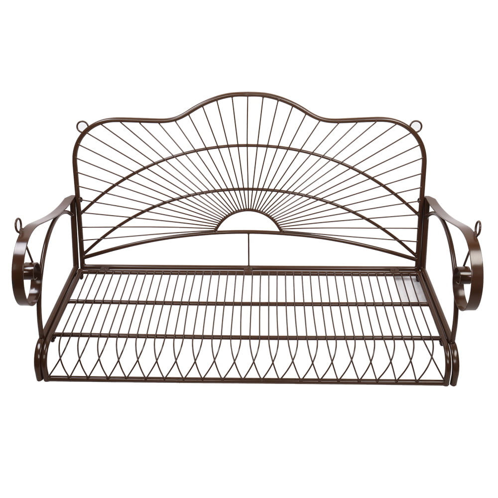 HISTOYE 2 Person Swing Chair Hanging Porch Swing Bench Metal Porch Swing Metal Outdoor Hanging Porch Swing,Iron Patio Porch Swing Bench Chairs for Patio Garden Bench Backyard