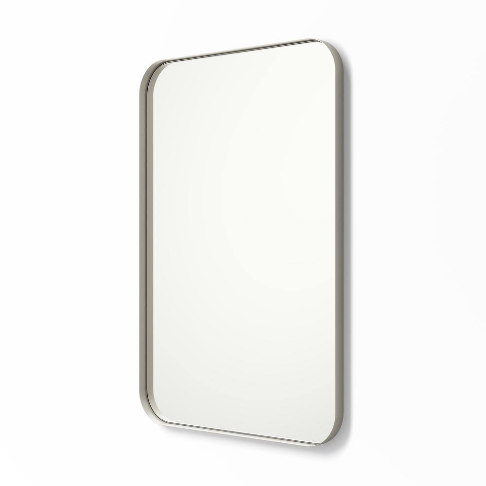 better bevel 24 in. x 36 in. Metal Framed Rounded Rectangle Bathroom Vanity Mirror in Nickel 20047