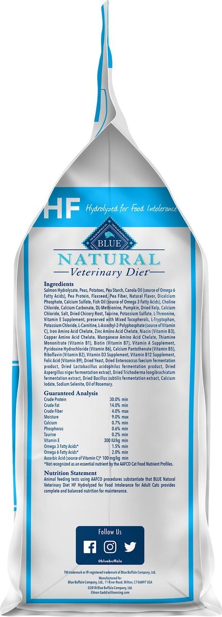 Blue Buffalo Natural Veterinary Diet HF Hydrolyzed for Food Intolerance Grain-Free Dry Cat Food